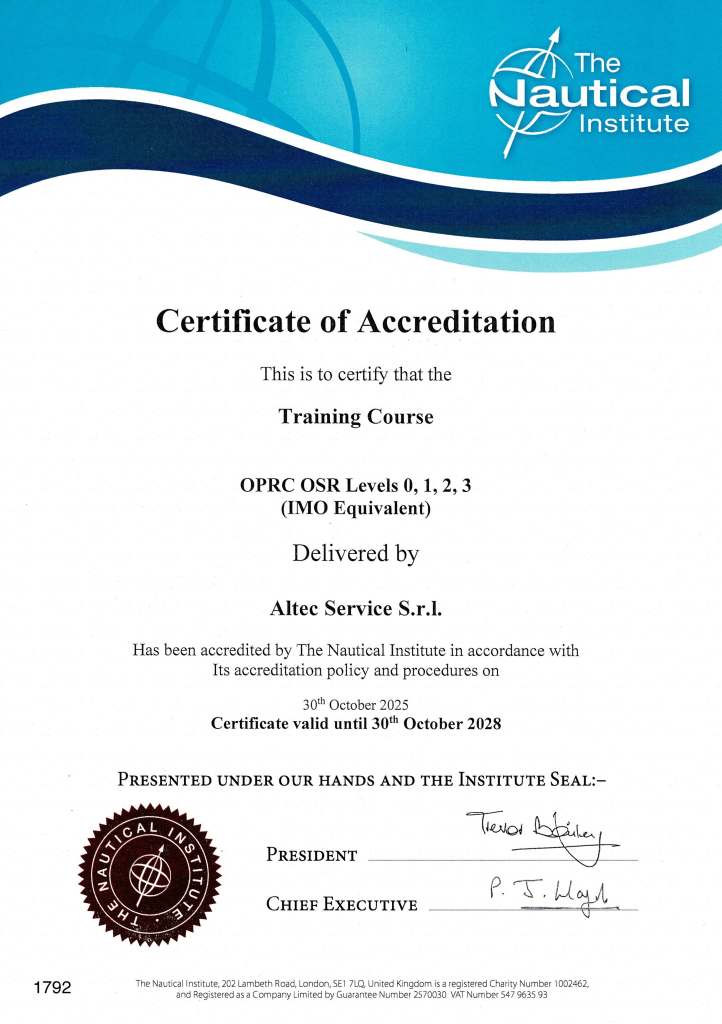 Accreditamento corsi OPRC Oil Spill Response